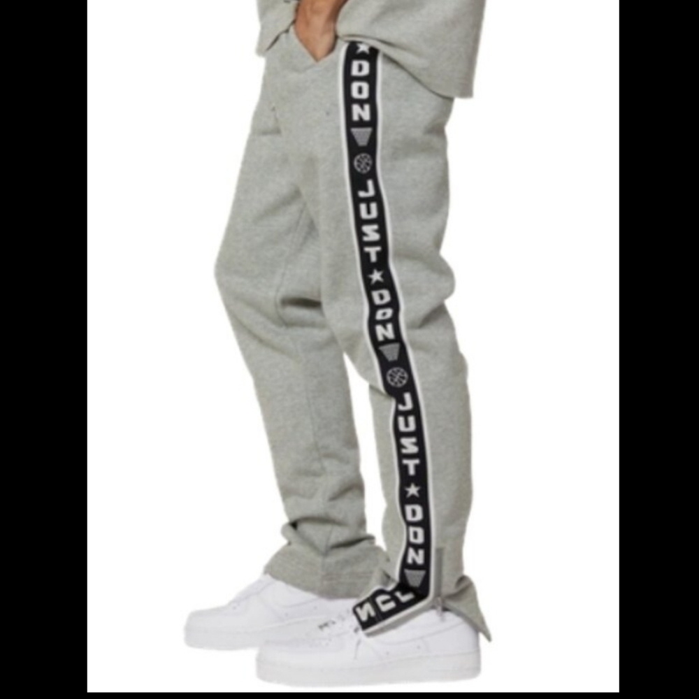 JUST DON All City Gray Side Stripe Spell-Out Sweatpants Men's Medium | 31x31